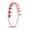 Image 3 : Ruby Beaded Chevron Stackable Band Ring 1/10 Cttw 10kt Rose Gold