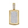 Image 1 : Mens Diamond Dog Tag Cluster Charm Pendant 1/2 Cttw 10kt Yellow Gold