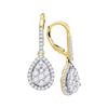 Image 1 : Diamond Leverback Teardrop Dangle Earrings 1-3/8 Cttw 14kt Yellow Gold