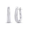 Image 1 : Baguette Channel-set Diamond Hoop Earrings 1/2 Cttw 10kt White Gold