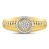 Image 2 : Diamond Circle Cluster Ribbed Ring 1/8 Cttw 10kt Yellow Gold