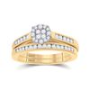 Image 1 : Diamond Cluster Bridal Wedding Ring Band Set 1/2 Cttw 14kt Yellow Gold