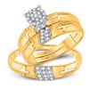 Image 1 : His Hers Diamond Cross Matching Wedding Set 1/4 Cttw 10kt Yellow Gold