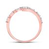 Image 3 : Baguette Diamond Bypass Band Ring 1/3 Cttw 14kt Rose Gold