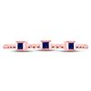 Image 2 : Princess Blue Sapphire 3-Stone Beaded Stackable Band Ring 1/20 Cttw 10kt Rose Gold