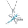 Image 1 : Lab-Created Blue Topaz Dragonfly Bug Pendant 1 Cttw Sterling Silver