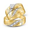 Image 1 : His Hers Diamond Solitaire Matching Wedding Set 1/4 Cttw 10kt Yellow Gold