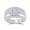Image 1 : Baguette Diamond Square Cluster Ring 1 Cttw 14kt White Gold