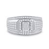 Image 2 : Baguette Diamond Square Cluster Ring 1 Cttw 14kt White Gold