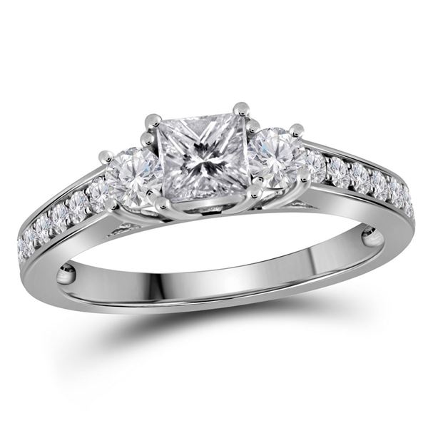 Princess Diamond 3-stone Bridal Wedding Engagement Ring 1 Cttw 14kt White Gold