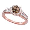 Image 1 : Brown Diamond Cluster Ring 3/4 Cttw 14kt Rose Gold