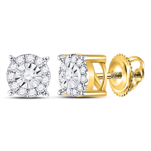 Diamond Halo Earrings 1/5 Cttw 10kt Yellow Gold