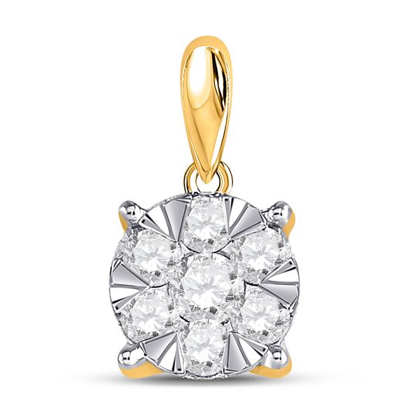 Diamond Flower Cluster Pendant 1/2 Cttw 14kt Yellow Gold