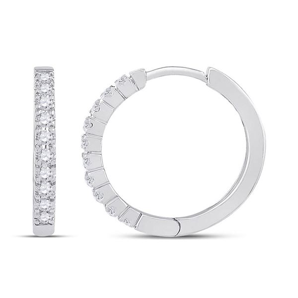 Diamond Hoop Earrings 1/4 Cttw 10kt White Gold