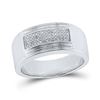 Image 1 : Sterling Silver Mens Diamond Rectangle Cluster Band Ring 1/6 Cttw Sterling Silver