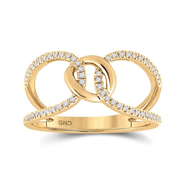 Diamond Negative Space Link Fashion Ring 1/6 Cttw 14kt Yellow Gold