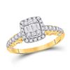 Image 1 : Baguette Diamond Square Cluster Ring 5/8 Cttw 14kt Yellow Gold