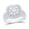 Image 1 : Diamond Right Hand Cluster Cushion Ring 1-1/2 Cttw 14kt White Gold