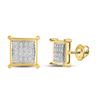 Image 1 : Diamond Square Earrings 1/10 Cttw 10kt Yellow Gold