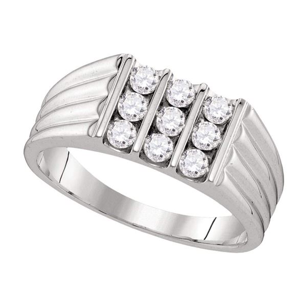 Mens Diamond Wedding Band Ring 3/4 Cttw 10kt White Gold