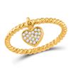 Image 1 : Diamond Heart Dangle Stackable Band Ring 1/10 Cttw 10kt Yellow Gold