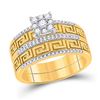 Image 2 : His Hers Diamond Cluster Matching Wedding Set 3/8 Cttw 10kt Yellow Gold