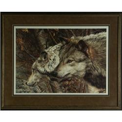 LITHOGRAPH CARL BRENDERS WOLVES ''COMPANIONS'' L.E.