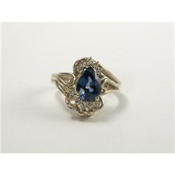 SAPPHIRE AND DIAMOND 14K WHITE GOLD LADY'S RING