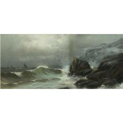 PASTEL PAINTING VINTAGE SEASCAPE