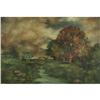 Image 1 : OIL PAINTING VINTAGE LANDSCAPE WITH STREAM
