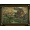 Image 2 : OIL PAINTING VINTAGE LANDSCAPE WITH STREAM