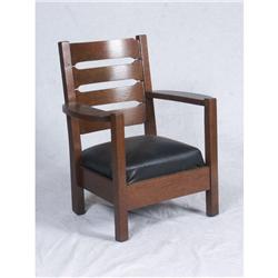 CIRCA 1910-20 ARTS AND CRAFTS TIGER OAK ROCKER