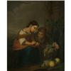 Image 1 : OIL PAINTING ANTIQUE PEASANTS COUNTING CHANGE