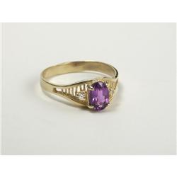 PURPLE SAPPHIRE AND DIAMOND RING IN 14K