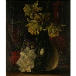 OIL PAINTING ANTIQUE STILL LIFE DAFFODILS