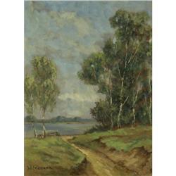 OIL PAINTING WILHELM FELDMANN GERMAN LANDSCAPE