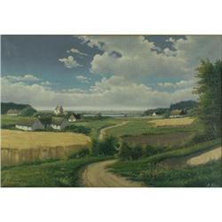 OIL PAINTING E. BIRK EUROPEAN LANDSCAPE VINTAGE