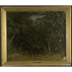 OIL PAINTING EDWARD O. BOWLEY ''AUTUMN'' ANTIQUE