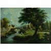 Image 3 : OIL PAINTING IDYLLIC LANDSCAPE ANTIQUE