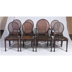 EIGHT GEORGIAN STYLE WALNUT DINING CHAIRS