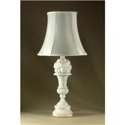 WHITE MARBLE TABLE LAMP FRUIT AND URN