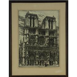 ETCHING ROI GEORGE PARTRIDGE NOTRE DAME PARIS