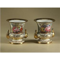 HAND PAINTED CONTINENTAL PORCELAIN URNS