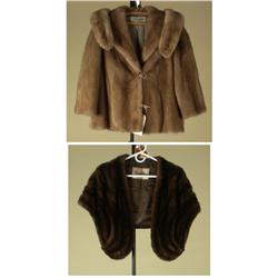 THREE MINK FUR ITEMS, COAT, COLLAR, WRAP