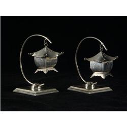 ASIAN STERLING PAGODA SALT & PEPPER SHAKERS