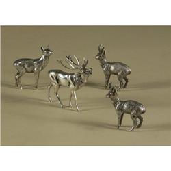 SILVER PLATE MINIATURE DEER FIGURINES