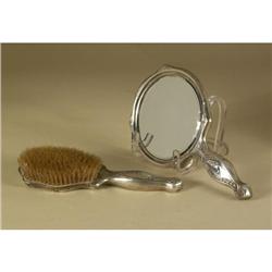 VINTAGE WEBSTER STERLING MIRROR AND BRUSH SET