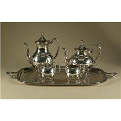 SHERIDAN SILVER PLATE TRAY AND COFFEE SERVICE