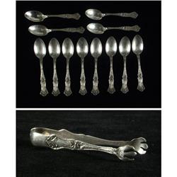 TWELVE STERLING TEASPOONS LEAF AND VINE MOTIF