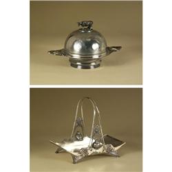 VICTORIAN SILVERPLATE BREAD SERVER & BUTTER DISH
